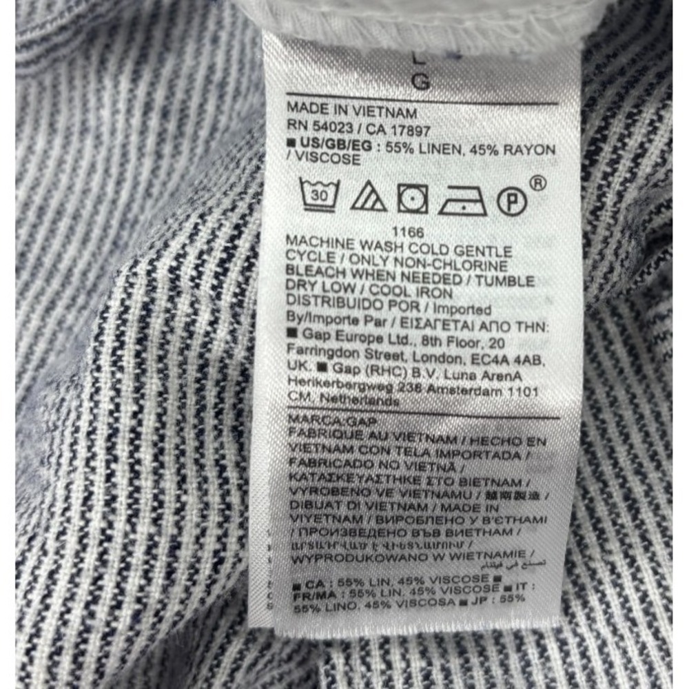 Gap Easy Pant Womens Large Blue White Striped Linen Blend Drawstring Trousers - Picture 4 of 8